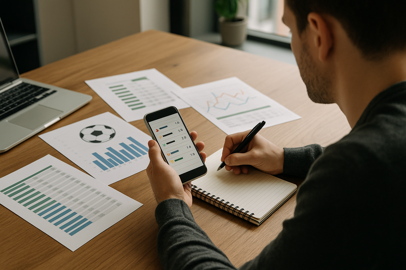 Analisi pre-gara con appunti e grafici statistici per valutare una partita