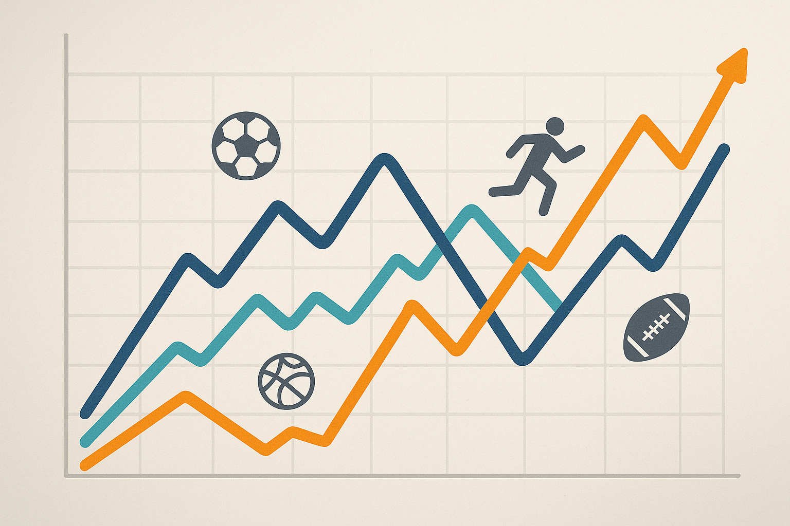 Grafico astratto di trend e statistiche per analisi della forma sportiva