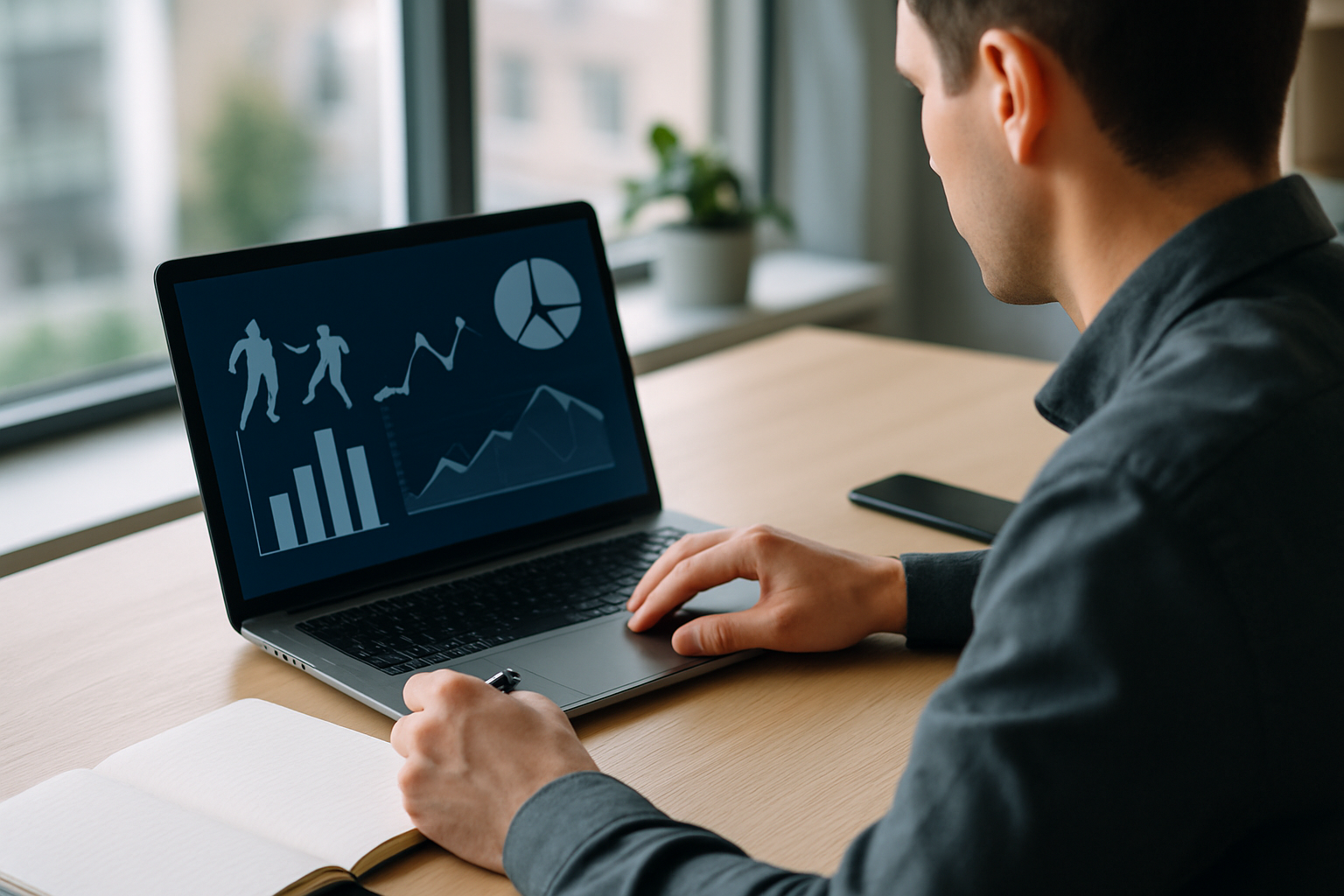 Analisi di quote e statistiche sportive su laptop con appunti per pronostici