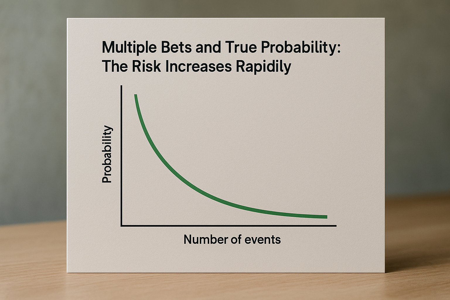 Grafico del calo della probabilità di vincita aumentando gli eventi in una scommessa multipla