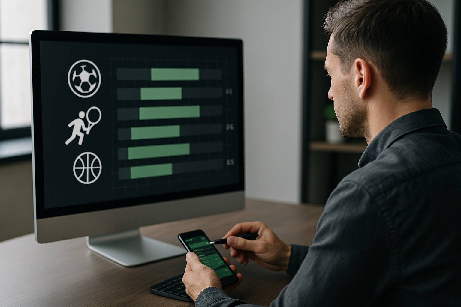 Grafici di probabilità e icone sportive stilizzate a rappresentare la tutela degli utenti nel betting sugli sport virtuali